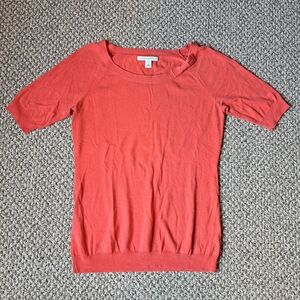 Coral Short Sleeve Sweater With Bow